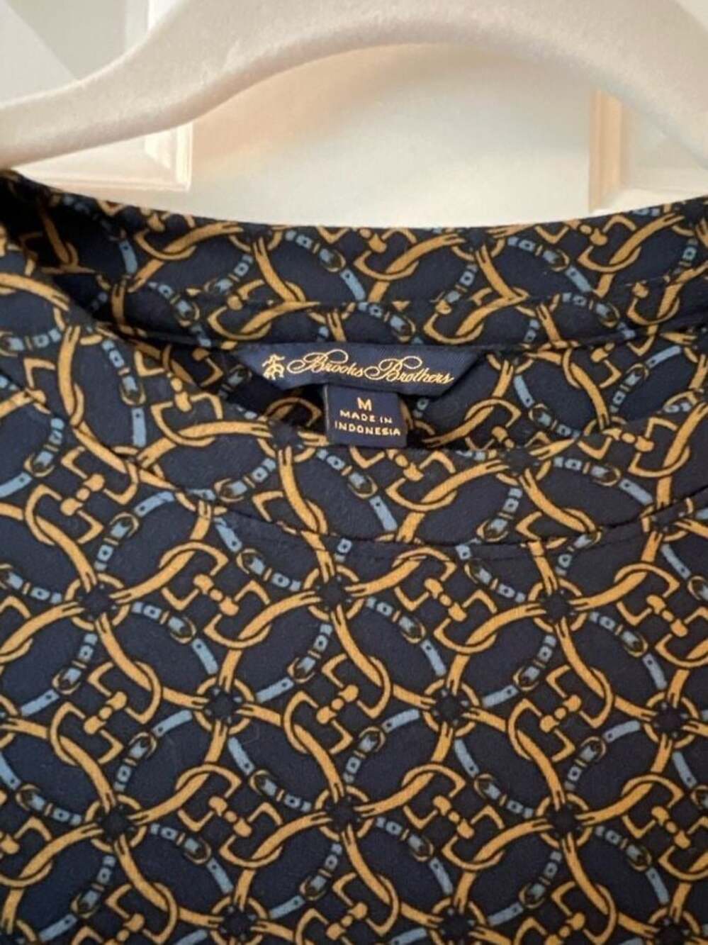 Brooks Brothers Women's Chain Print Interlock Knit Long Sleeve Top
